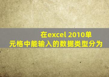 在excel 2010单元格中能输入的数据类型分为